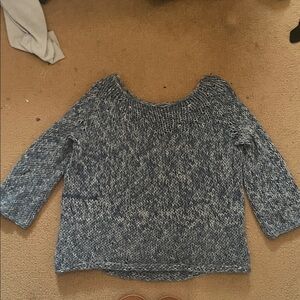 Womens Blue Marled Knit Sweater